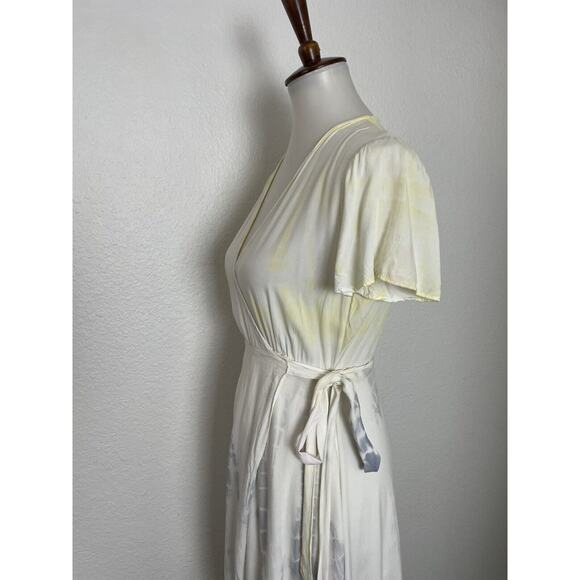 Aakaa Wrap Dress Midi Hi-lo Multicolor Tie Dye Print - Picture 5 of 10
